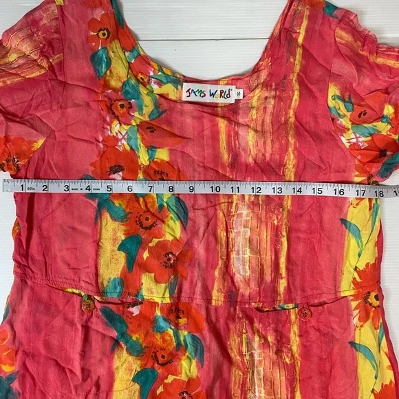 Jams World Fire Daisy Floral MIDI Maxi Dress Pockets Split Size Small - Picture 7 of 10